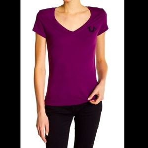 Like New True Religion Purple Vneck Logo T-shirt M